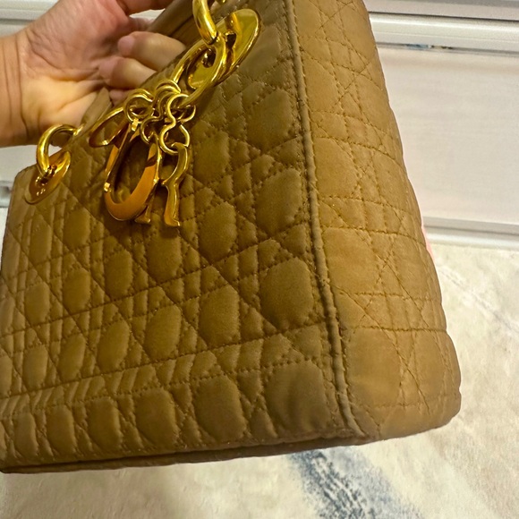 Authentic Mini Lady Dior in Nylon Beige double top handles with Strap - Picture 5 of 11